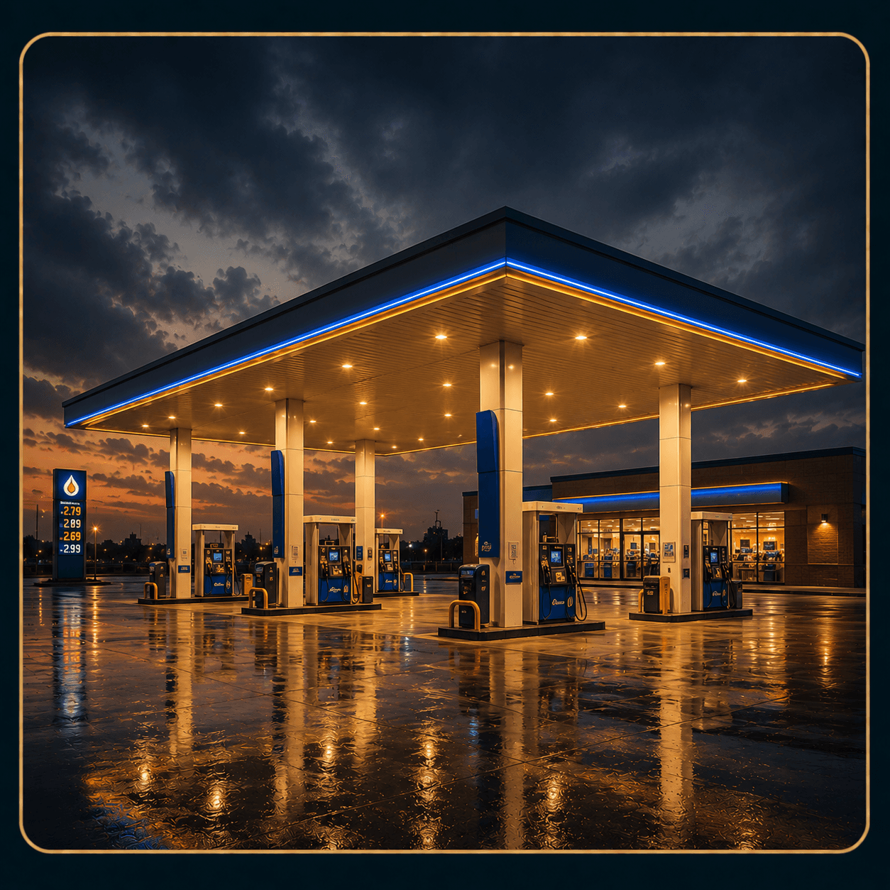 Petrol pump canopy steel structure in Pakistan