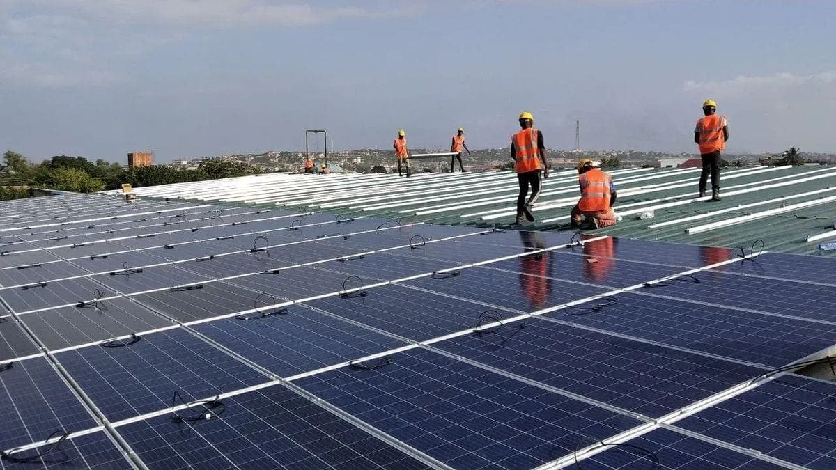 Commercial rooftop solar array — industrial roof