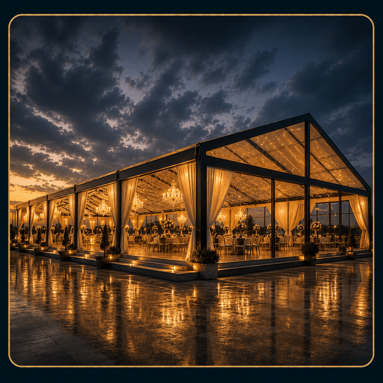 Event marquee structure — clear-span interior